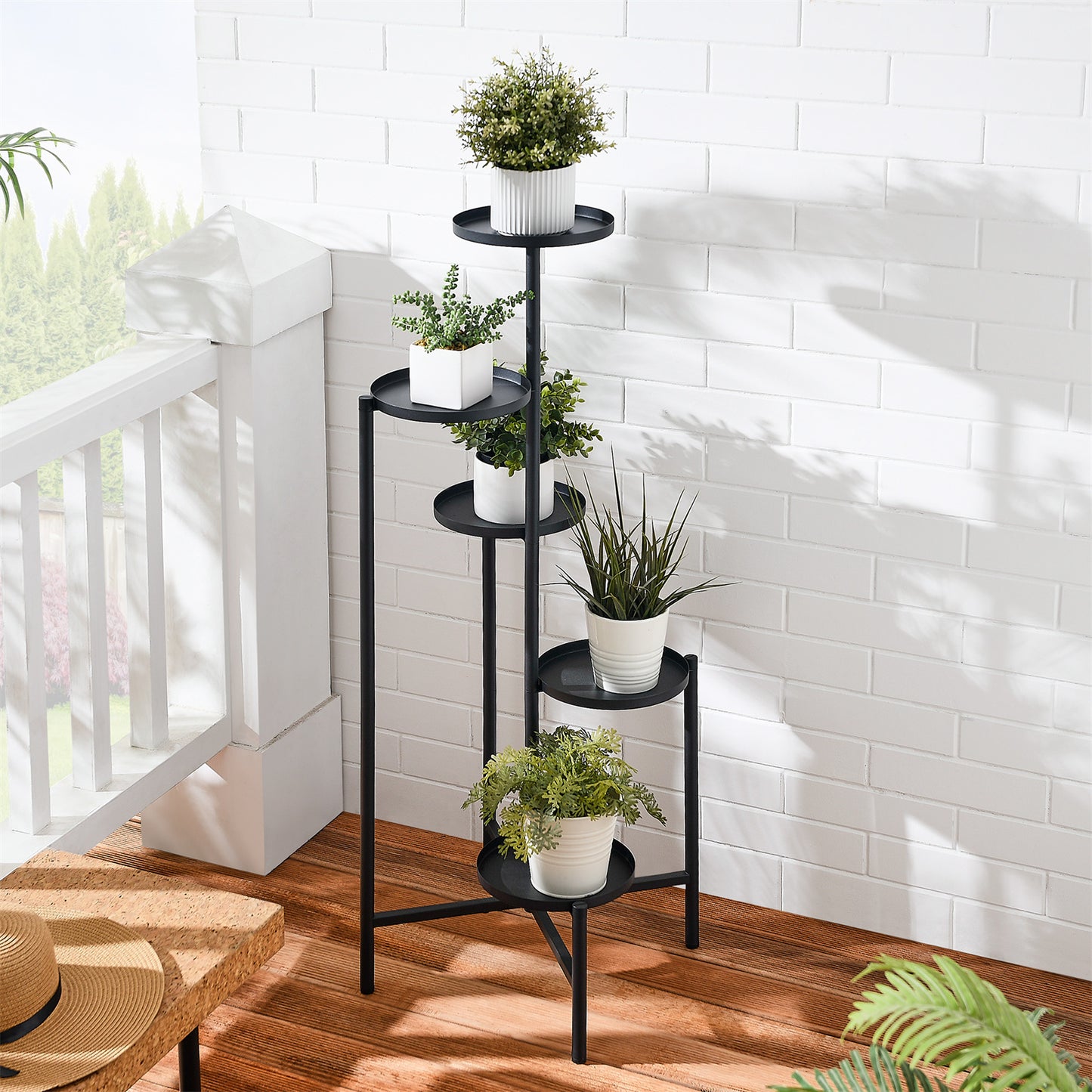 Hmorey 5 Tier Metal Flower Plant Stand Holder Shelf for Outdoor indoor Garden Patio