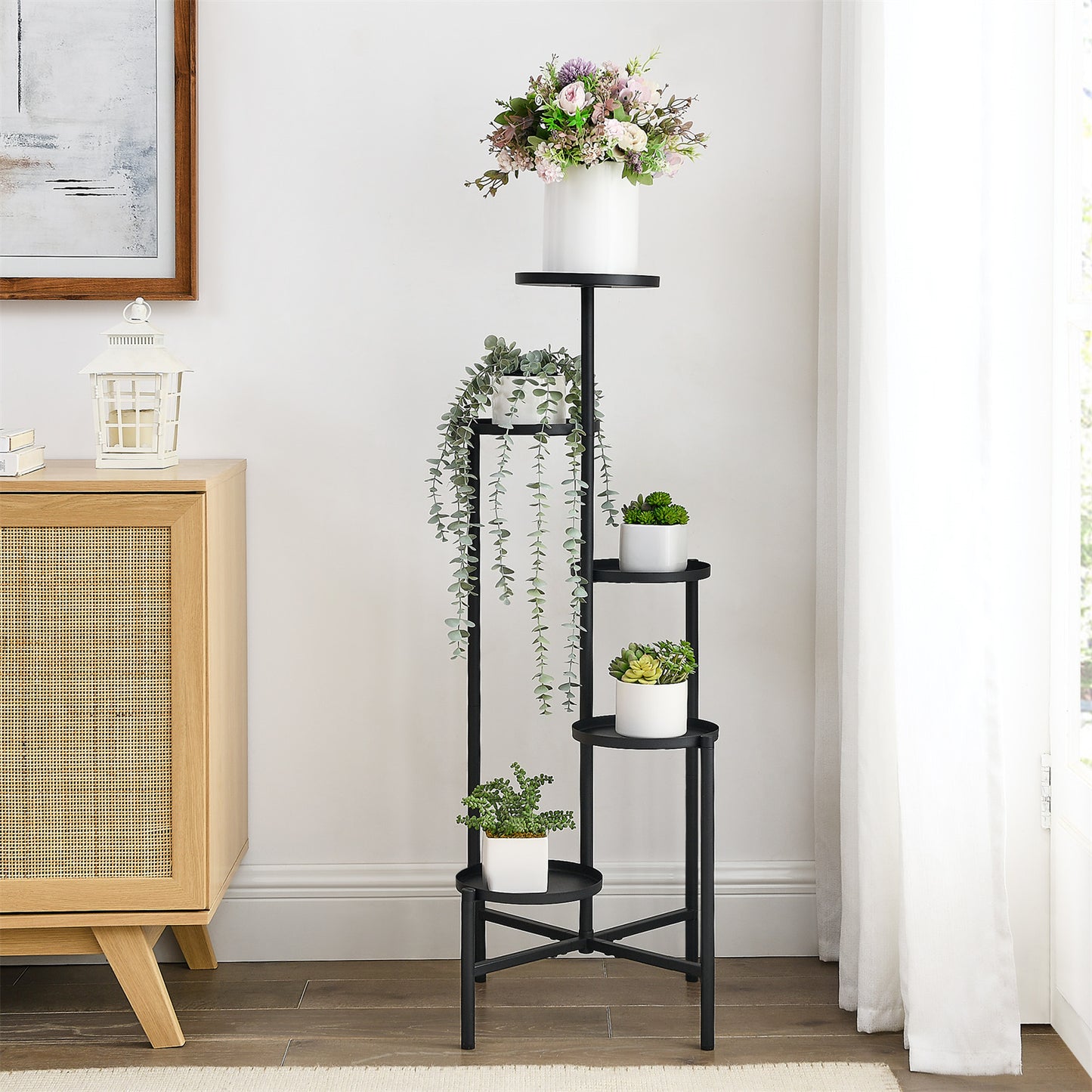 Hmorey 5 Tier Metal Flower Plant Stand Holder Shelf for Outdoor indoor Garden Patio