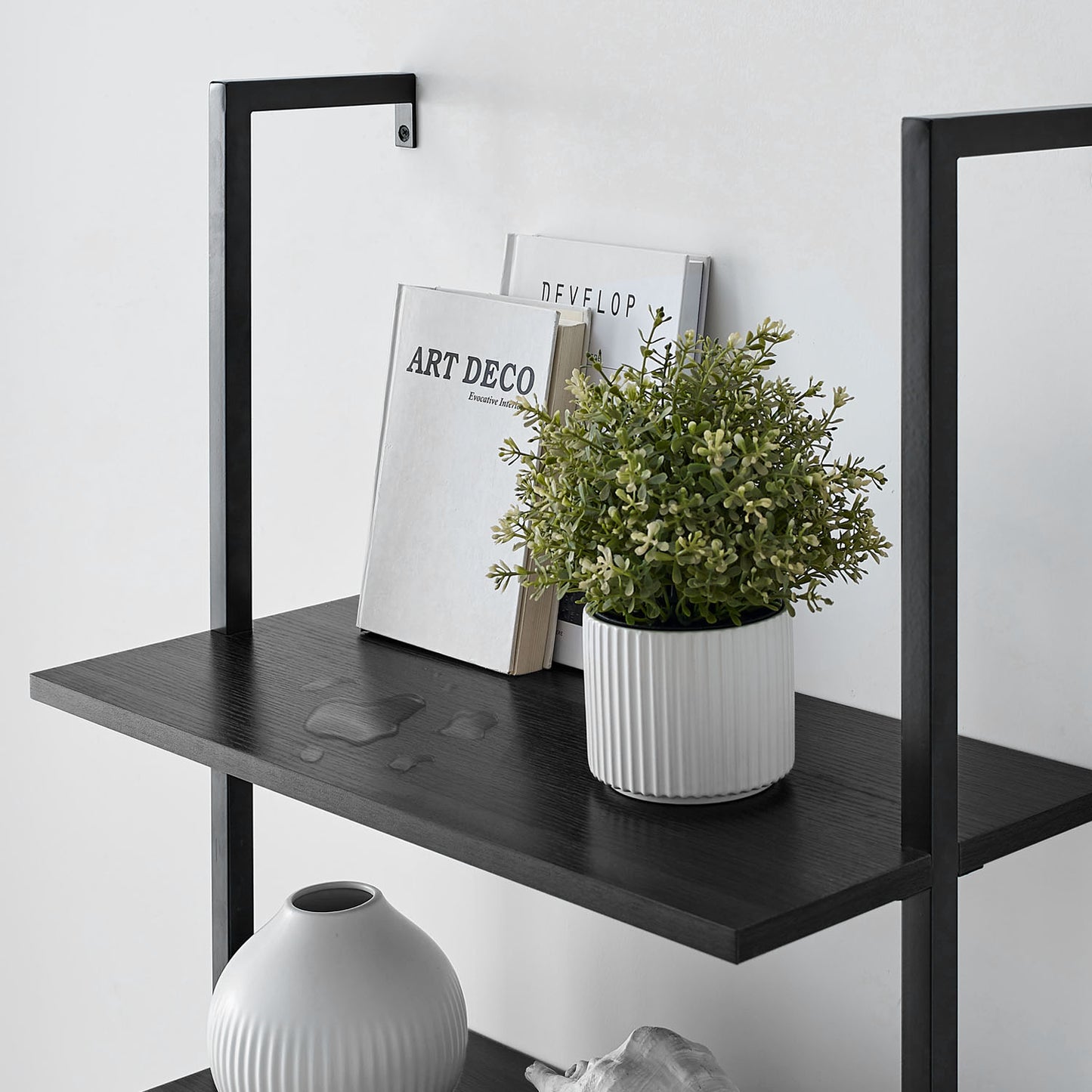 Hmorey Ladder Shelf black 5 Tier Industrial Bookshelf for Home Display Storage Rack Organizer