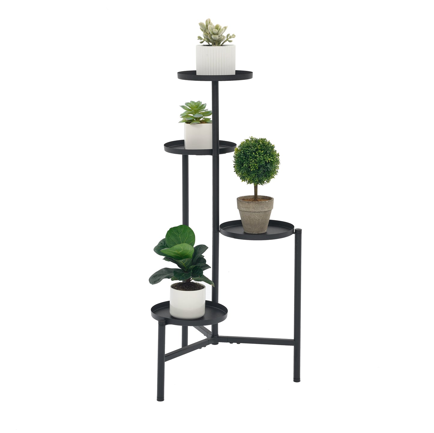Hmorey 4-Tier Flower Plant Pot Shelf Stand Display Ladder Garden Rack Step Style Metal