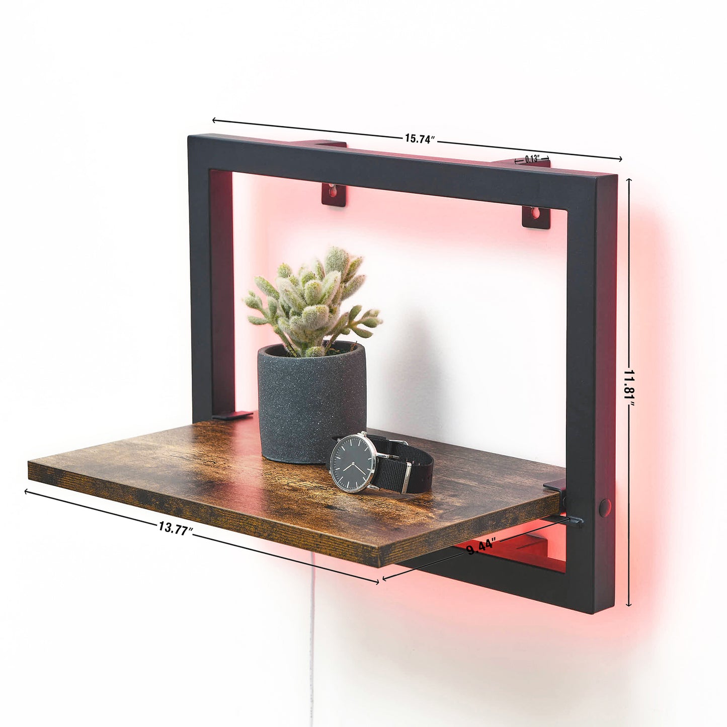 HMOREY LED Floating Display Shelf with Built-in Illuminated Lights Wall Mounted