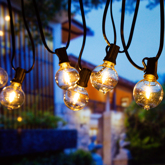 Hmorey 50FT 15M 25 G40 Bulbs LEDs Outdoor String Lights Mains Powered Garden Lights