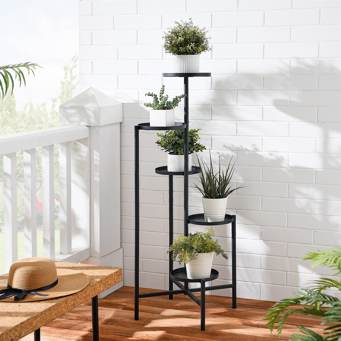 Hmorey 5 Tier Metal Flower Plant Stand Holder Shelf for Outdoor indoor Garden Patio